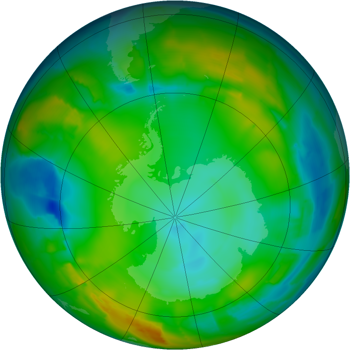 Antarctic ozone map for 17 July 2012